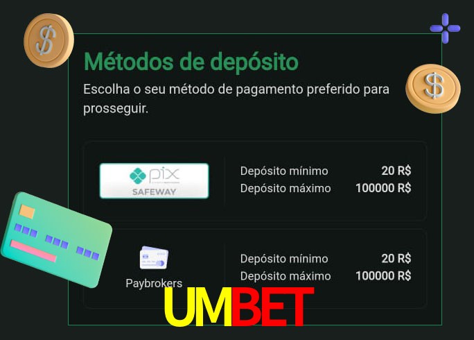 O cassino UMBET oferece uma grande variedade de métodos de pagamento